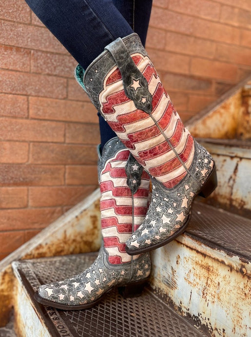 Corral Blue Jeans Stars and Stripes Glow in the Dark Boots A4152