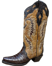 Load image into Gallery viewer, Corral Brown Caiman Embroidery Boots A4182
