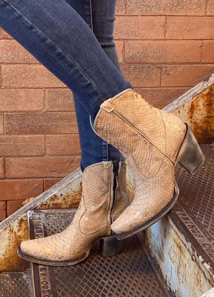 Nude Python Full Exotic Ankle Boots