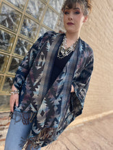 Load image into Gallery viewer, Aztec Diamond Cape with Fringe
