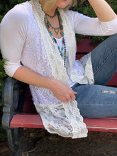 Load image into Gallery viewer, Tailored West  White on White Belle Star Ruffled Lace Vest
