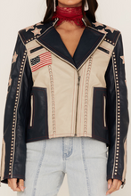 Load image into Gallery viewer, Star Spangled Freedom Leather Moto Jacket

