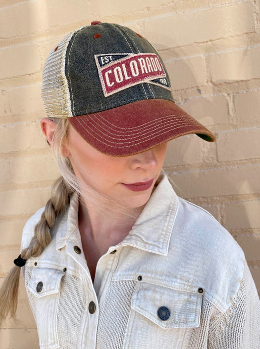 Colorado Established 1859 Trucker Hat - Black and Red