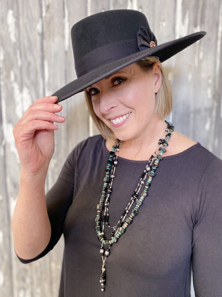 Cowpuncher Western Hat - Black / 7 1/2