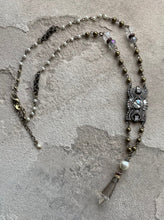 Load image into Gallery viewer, Rectangle Deco Pendant with Crystal Drop Necklace
