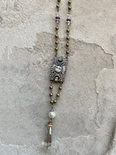 Load image into Gallery viewer, Rectangle Deco Pendant with Crystal Drop Necklace
