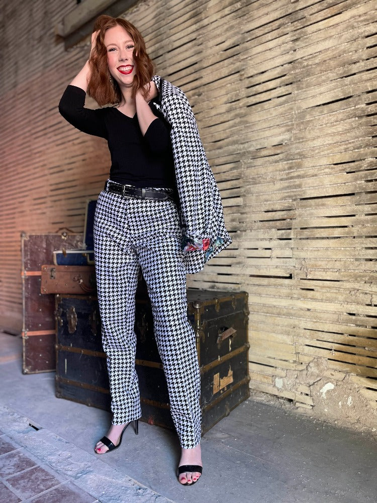 Houndstooth Suit Pant - Black and White