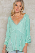 Load image into Gallery viewer, Boho Style Top with Flared Hem - Paradise Green
