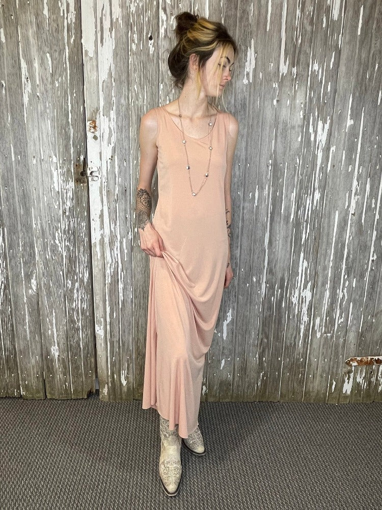 Tailored West Maxi Dress Slip Peach