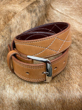 Load image into Gallery viewer, Men&#39;s Handmade Western Belt - Cowboy Stitch Saddle Tan
