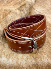 Load image into Gallery viewer, Men&#39;s Handmade Western Belt - Cowboy Stitch Medium Brown
