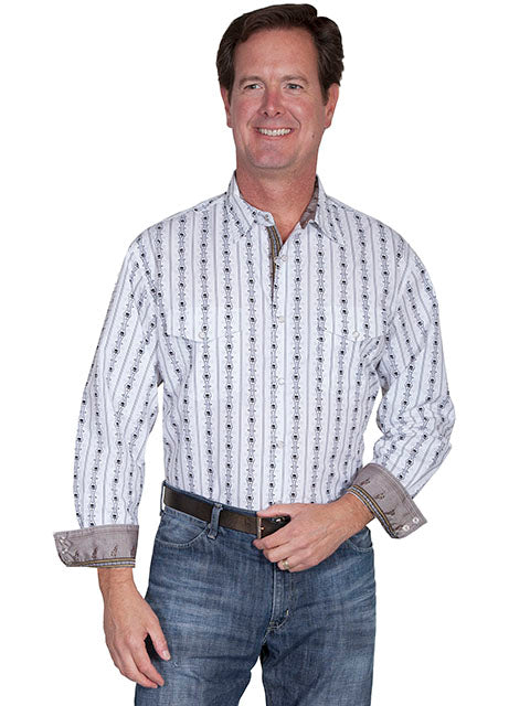 Skull Stripe Men's Shirt - White