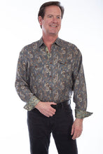 Load image into Gallery viewer, Men&#39;s Tencel Paisley Shirt - Navy
