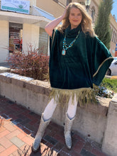 Load image into Gallery viewer, Fringe Poncho - Rich Green
