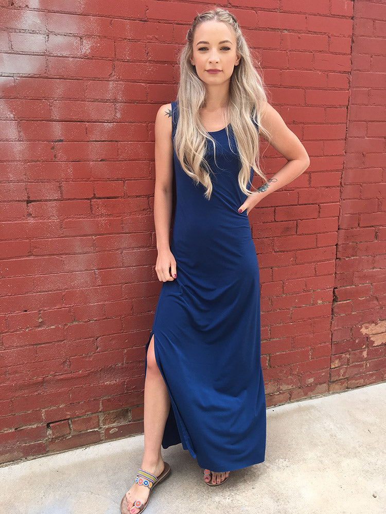 Tailored West Maxi Dress Slip Blueberry