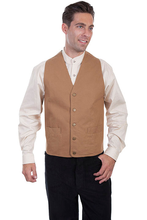 Mens Canvas Vest - Tan