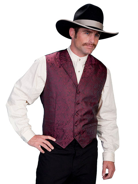 Men's Classic Paisley Vest - Burgundy