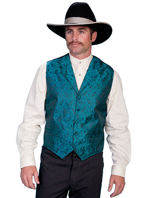Men's Classic Paisley Vest - Teal