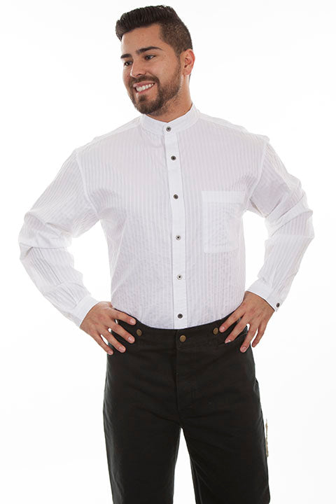 Mens Button Front Shirt - White