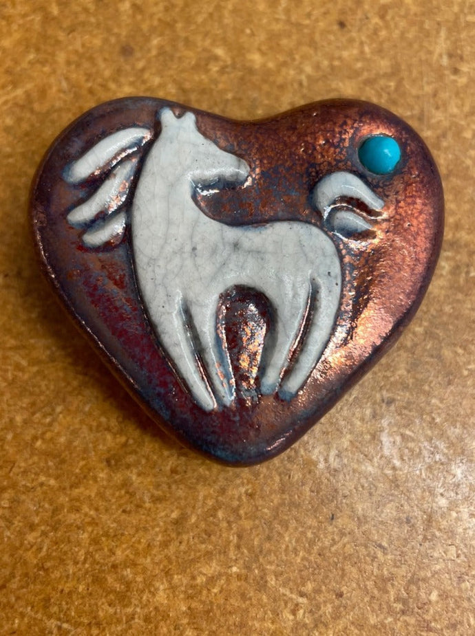 Raku Pottery Horse Mini Hearts