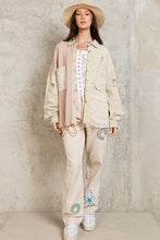 Load image into Gallery viewer, Tailored West Button Front Distressed Jacket Shacket Sand beige
