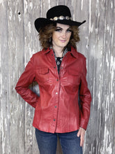 Load image into Gallery viewer, Snap Front Leather Jacket - Red
