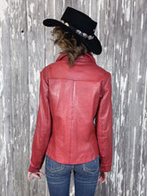 Load image into Gallery viewer, Snap Front Leather Jacket - Red

