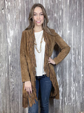 Load image into Gallery viewer, Suede Fringe Maxi Coat - Cinnamon
