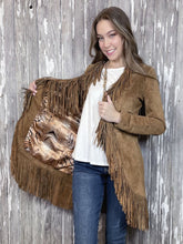 Load image into Gallery viewer, Suede Fringe Maxi Coat - Cinnamon
