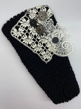 Load image into Gallery viewer, TW Handmade Lace and Buttons Ear Warmer Headband - Black
