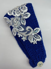 Load image into Gallery viewer, TW Lace Embellished Handmade Ear Warmer Headband - Cobalt Blue
