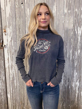 Load image into Gallery viewer, Tailored West Ribbed Mock Turtleneck Long Sleeve Top - Charcoal
