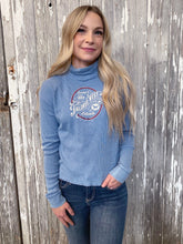 Load image into Gallery viewer, Tailored West Ribbed Mock Turtleneck Long Sleeve Top - Blue
