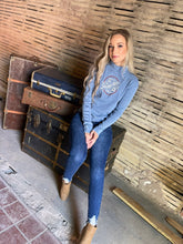 Load image into Gallery viewer, Tailored West Ribbed Mock Turtleneck Long Sleeve Top - Blue

