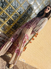 Load image into Gallery viewer, Tailored West Boho Maxi Dress Cream Taupe and Wine
