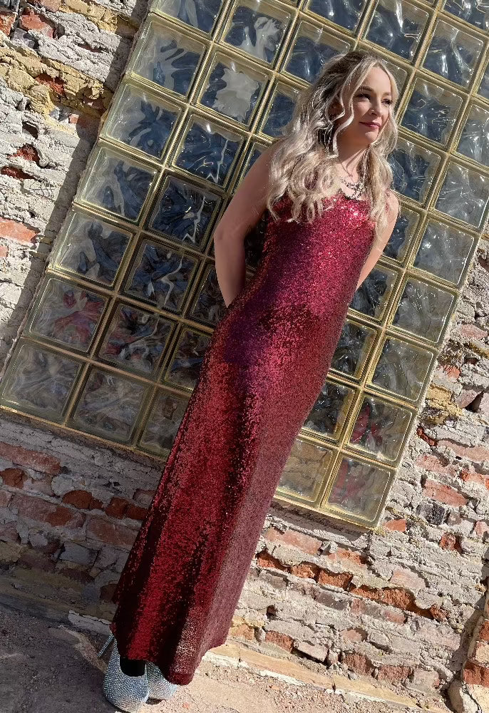 Tailored West Ruby Glimmer West Sparkle Maxi Sleeveless Dress