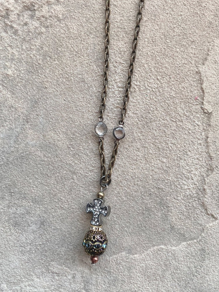 Pave and Ball Drop Necklace