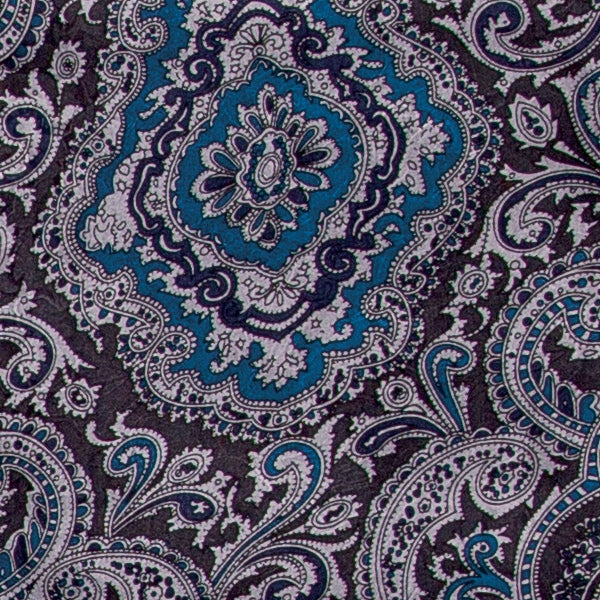 Wild Rag Paisley Blue and Silver Silk Scarf - 42-inch