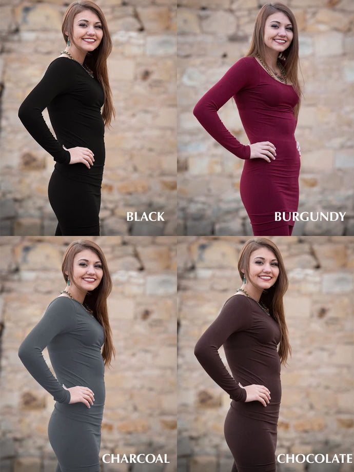Round Neck Long Sleeve Dress