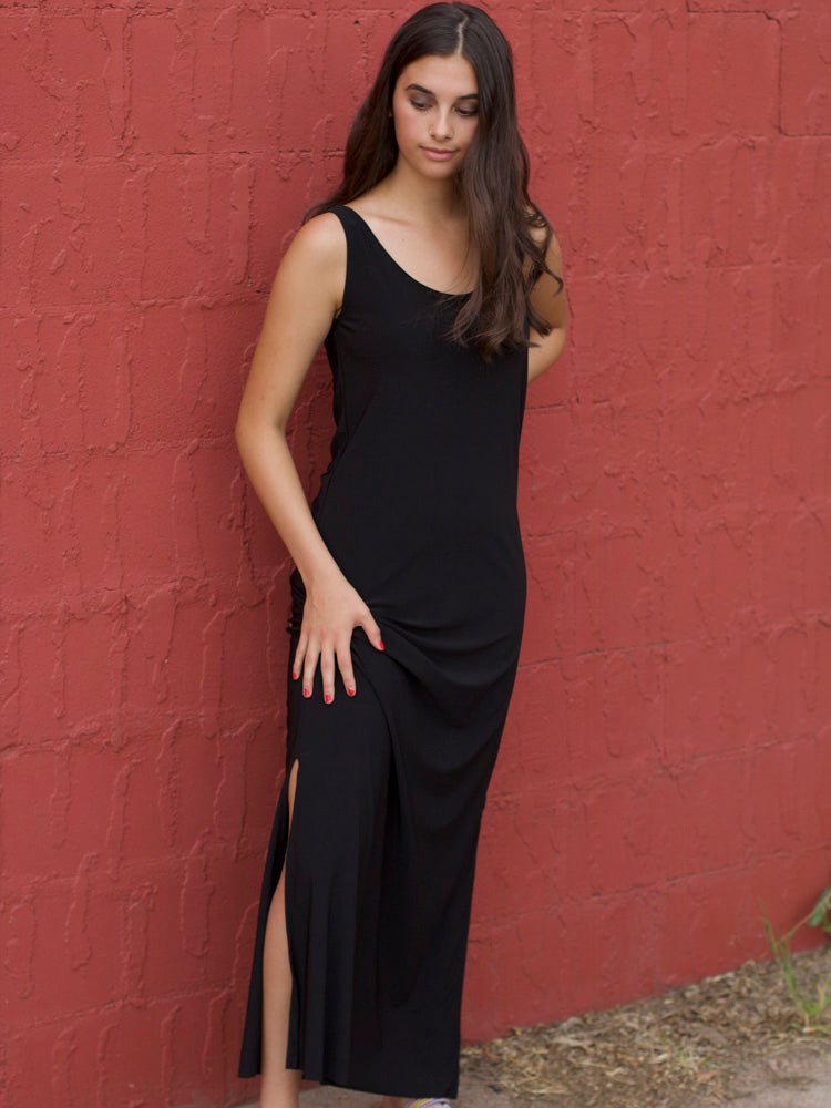 Tailored West Maxi Dress Slip Black