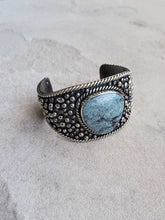 Load image into Gallery viewer, German Silver Freeform Turquoise Dot Cuff
